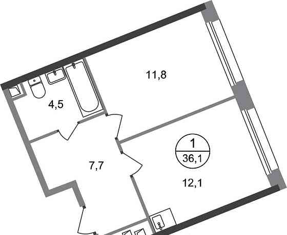 1-комн. квартира, 36 м2, 4/17 эт. Москва