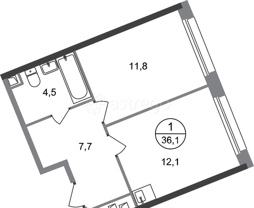 1-комн. квартира, 36 м2, 4/17 эт. Москва - изображение 1