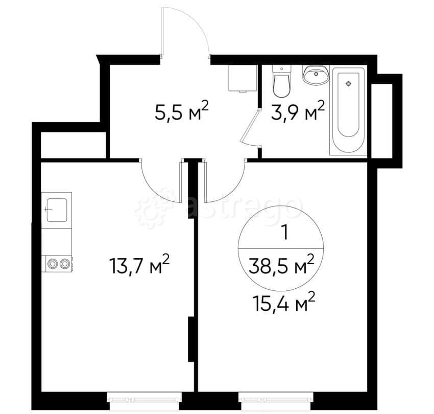 1-комн. квартира, 38 м2, 17/17 эт. Москва - изображение 1