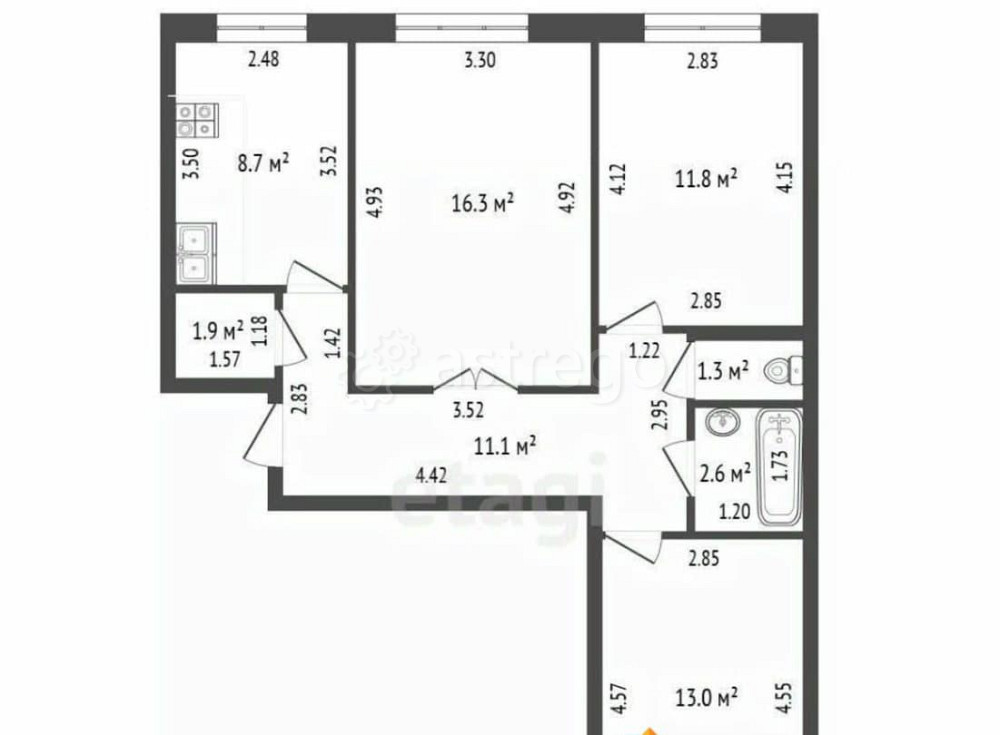 3-комн. квартира, 66.7 м2, 4/9 эт. Стерлитамак - изображение 6