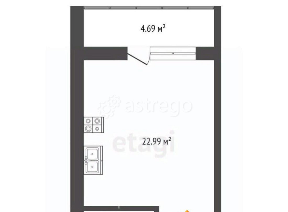 Студия, 29.6 м2, 12/14 эт. Архангельск - изображение 1