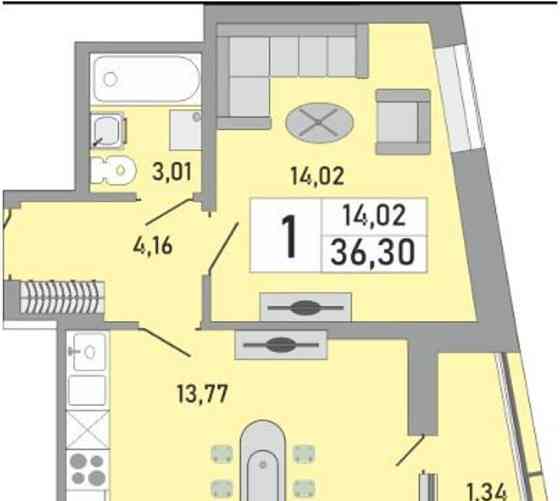 1-комн. квартира, 36 м2, 7/25 эт. Уфа