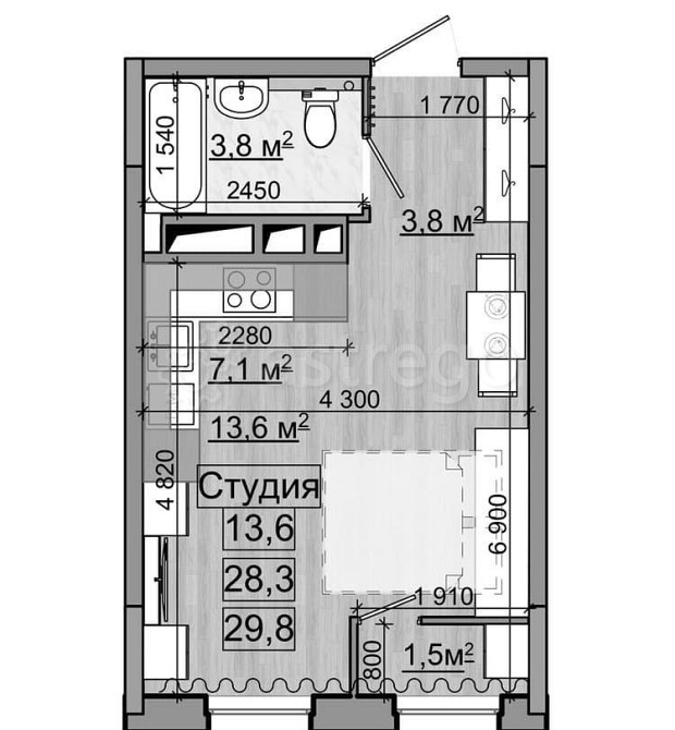 Студия, 29.8 м2, 6/18 эт. Москва - изображение 1