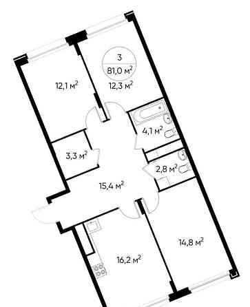 3-комн. квартира, 81 м2, 6/17 эт. Москва