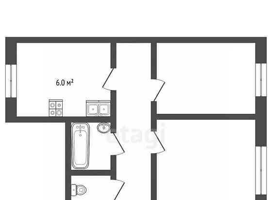 3-комн. квартира, 62.2 м2, 1/12 эт. Одинцово