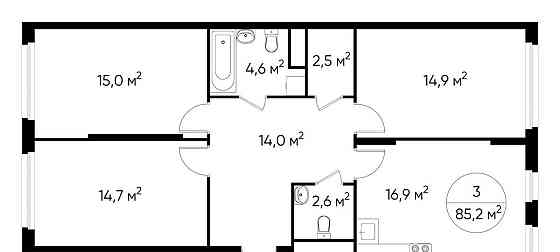 3-комн. квартира, 85 м2, 16/17 эт. Москва