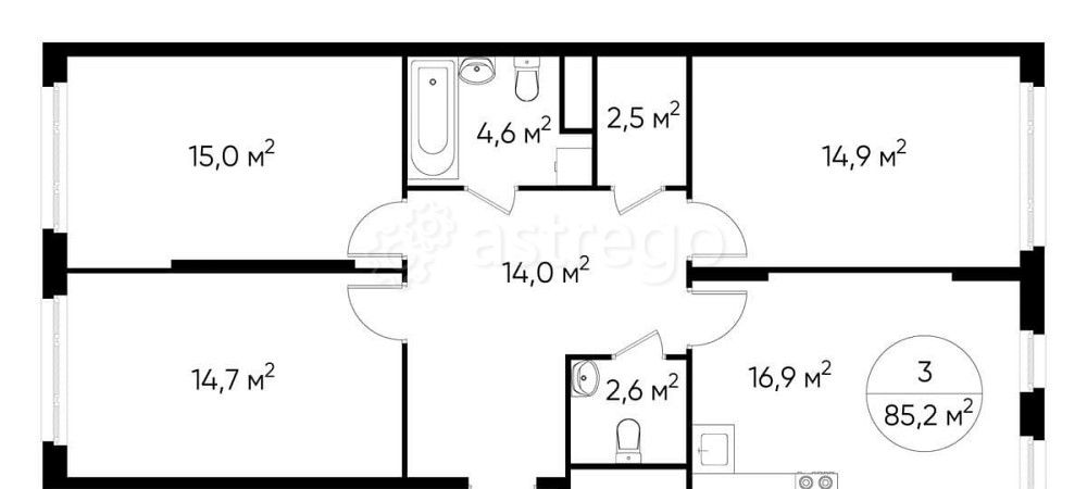 3-комн. квартира, 85 м2, 16/17 эт. Москва - изображение 1