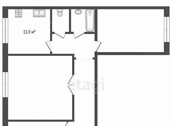 3-комн. квартира, 69.3 м2, 2/10 эт. Коломна