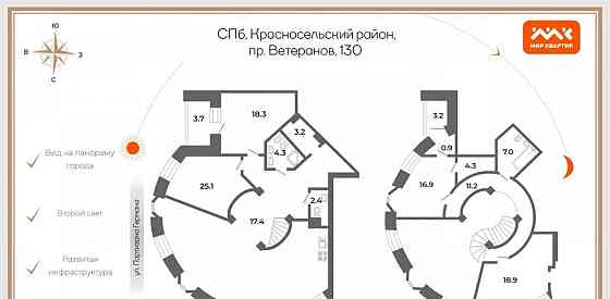 5-комн. квартира, 185.4 м2, 16/16 эт. Санкт-Петербург