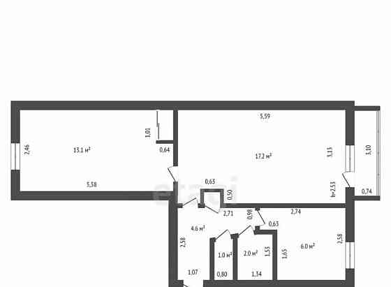 2-комн. квартира, 44.7 м2, 5/5 эт. Шимановск