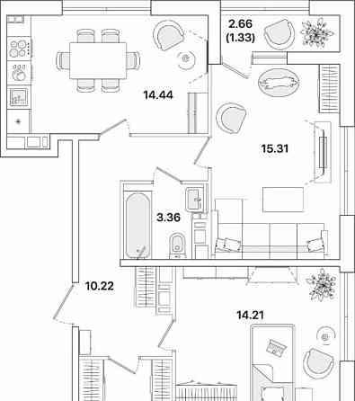 3-комн. квартира, 80.9 м2, 12/12 эт. Санкт-Петербург