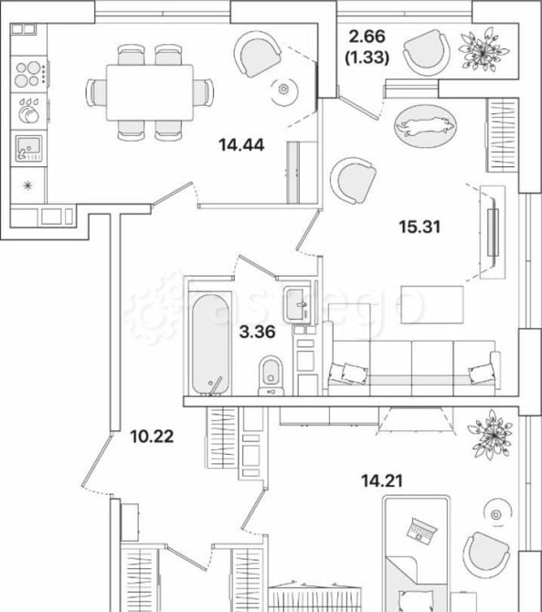 3-комн. квартира, 80.9 м2, 12/12 эт. Санкт-Петербург - изображение 1