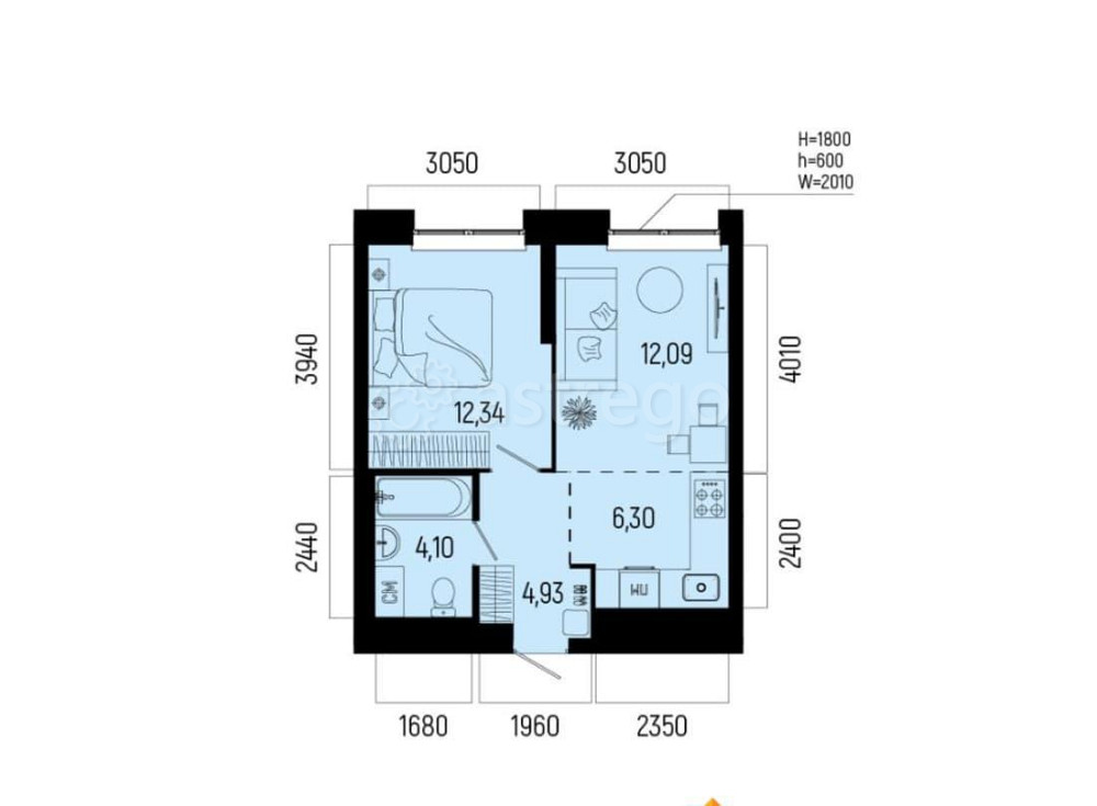 2-комн. квартира, 39.76 м2, 23/25 эт. Уфа - изображение 1