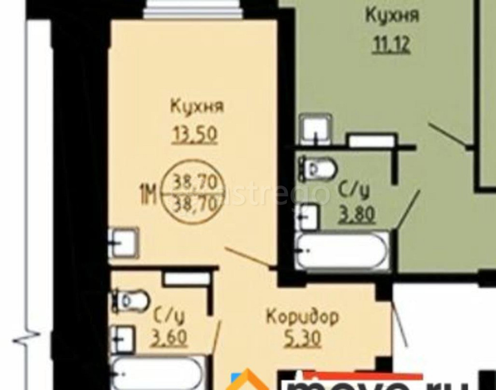 1-комн. квартира, 39 м2, 1/11 эт. Сосновоборск - изображение 2