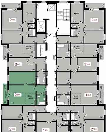 2-комн. квартира, 51.4 м2, 10/17 эт. Красноярск