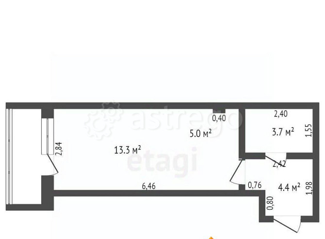 Студия, 26 м2, 8/9 эт. Бийск - изображение 7