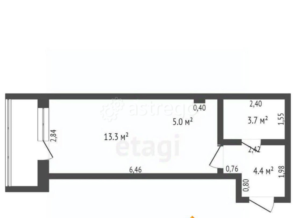Студия, 26 м2, 8/9 эт. Бийск - изображение 7