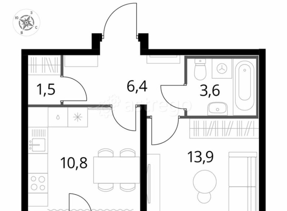 1-комн. квартира, 37.9 м2, 6/24 эт. Люберцы - изображение 3