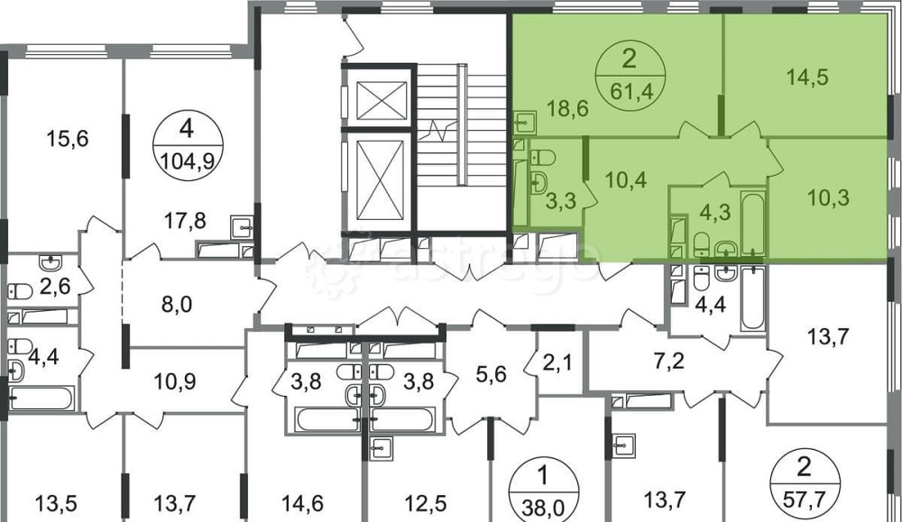 2-комн. квартира, 61 м2, 14/17 эт. Москва - изображение 5