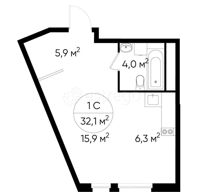 Студия, 32 м2, 14/17 эт. Москва - изображение 1