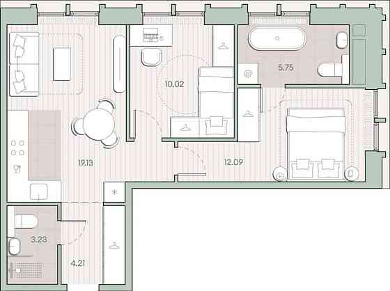 2-комн. квартира, 54.43 м2, 5/12 эт. Москва