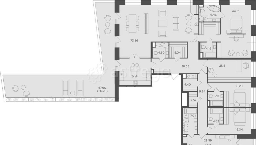 6-комн. квартира, 287 м2, 19/19 эт. Москва - изображение 1