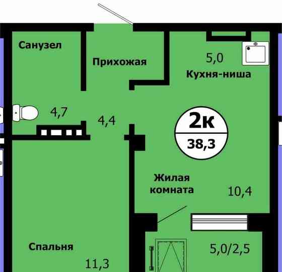 2-комн. квартира, 38.3 м2, 11/19 эт. Красноярск