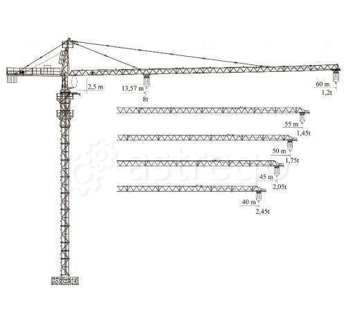 Башенный кран с подъемной стрелой XCMG XGL160-10S Яблоновский - изображение 1