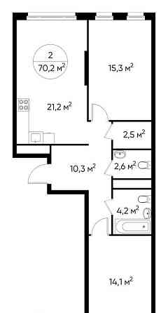 2-комн. квартира, 70 м2, 4/17 эт. Москва