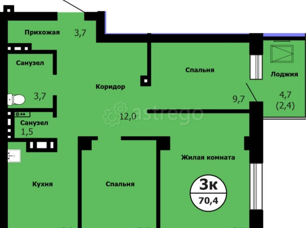 3-комн. квартира, 70.4 м2, 15/26 эт. Красноярск - изображение 9