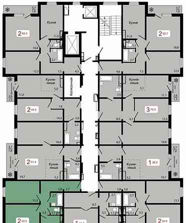 2-комн. квартира, 53.5 м2, 1/17 эт. Красноярск