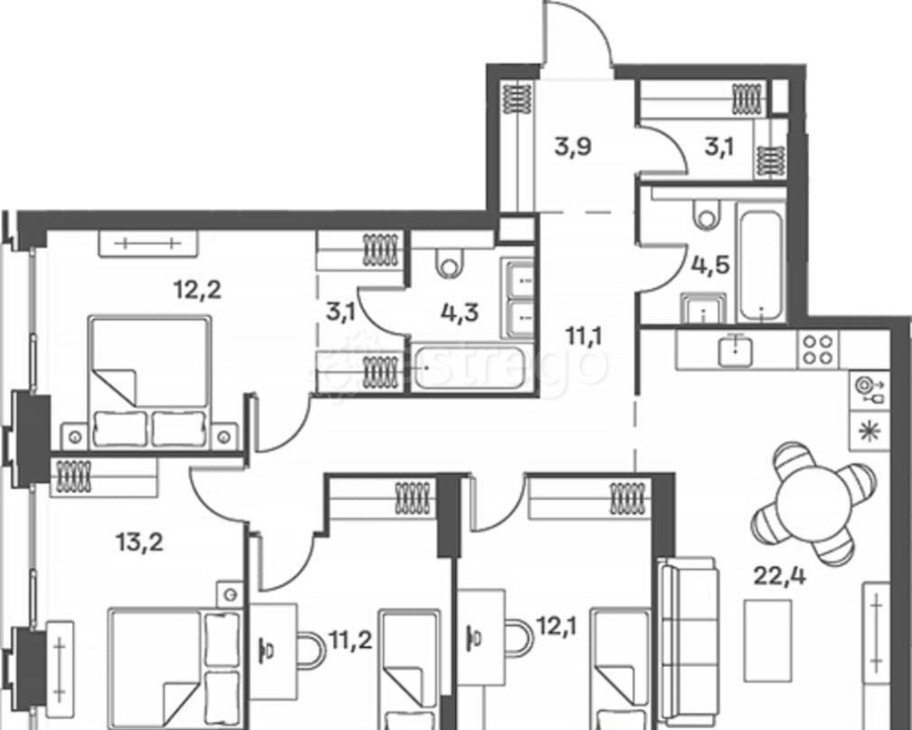 4-комн. квартира, 101.1 м2, 9/29 эт. Москва - изображение 7