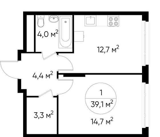 1-комн. квартира, 39 м2, 6/17 эт. Москва