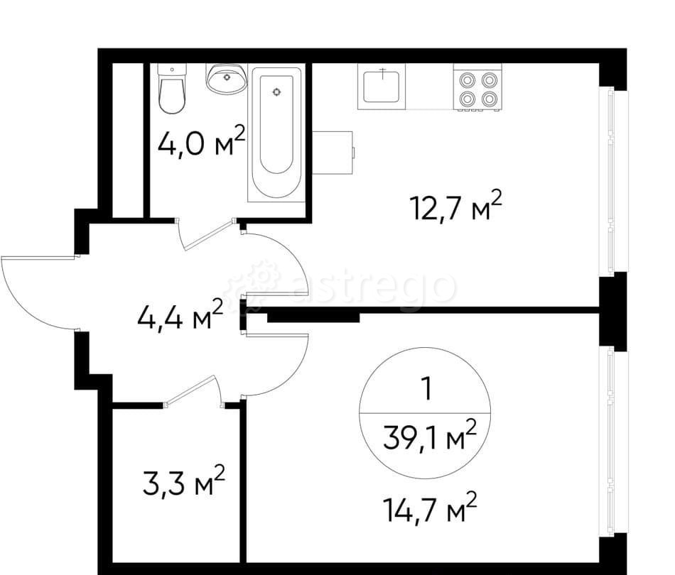 1-комн. квартира, 39 м2, 6/17 эт. Москва - изображение 1