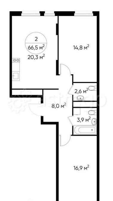 2-комн. квартира, 66 м2, 6/17 эт. Москва - изображение 1