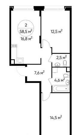 2-комн. квартира, 58 м2, 2/17 эт. Москва