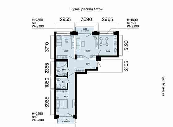 3-комн. квартира, 66.04 м2, 6/31 эт. Уфа