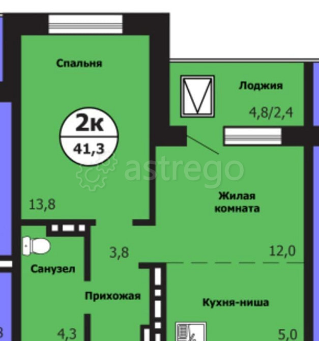 2-комн. квартира, 41.3 м2, 9/19 эт. Красноярск - изображение 1