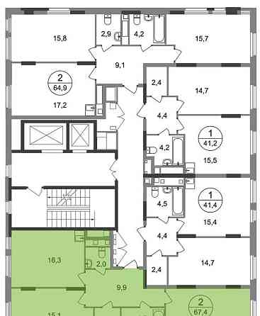 2-комн. квартира, 67 м2, 14/17 эт. Москва