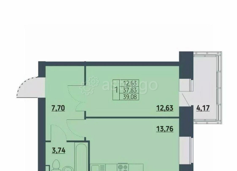 1-комн. квартира, 39.4 м2, 5/9 эт. Красноярск - изображение 1