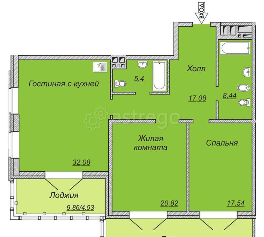 3-комн. квартира, 110.48 м2, 5/22 эт. Красноярск - изображение 1