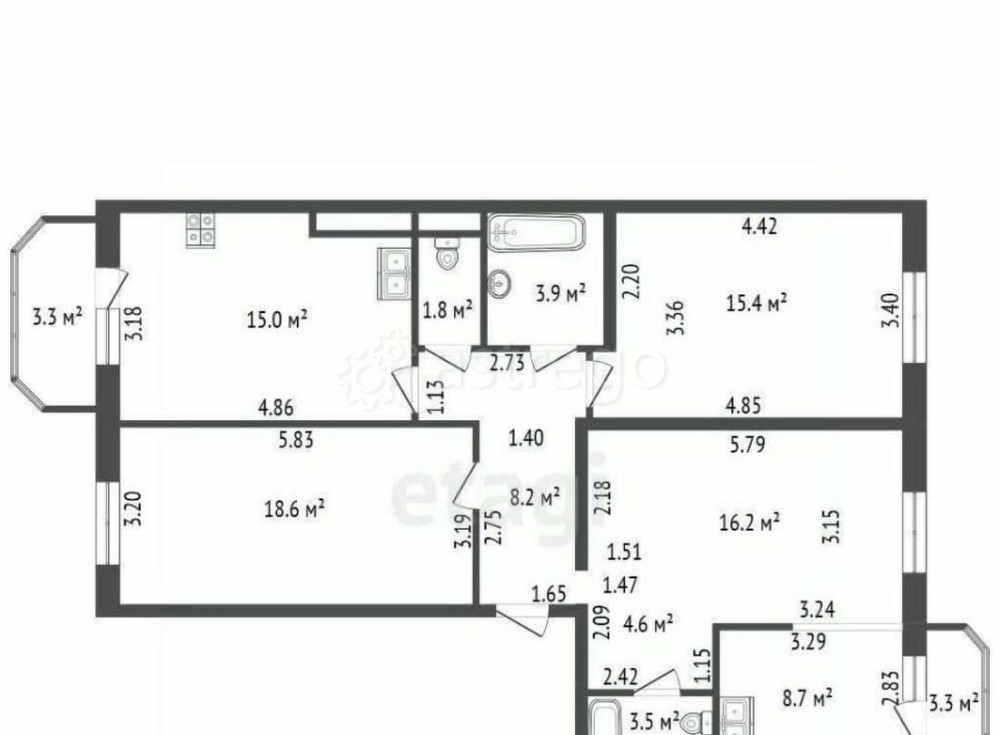 4-комн. квартира, 95.9 м2, 4/5 эт. Санкт-Петербург - изображение 6