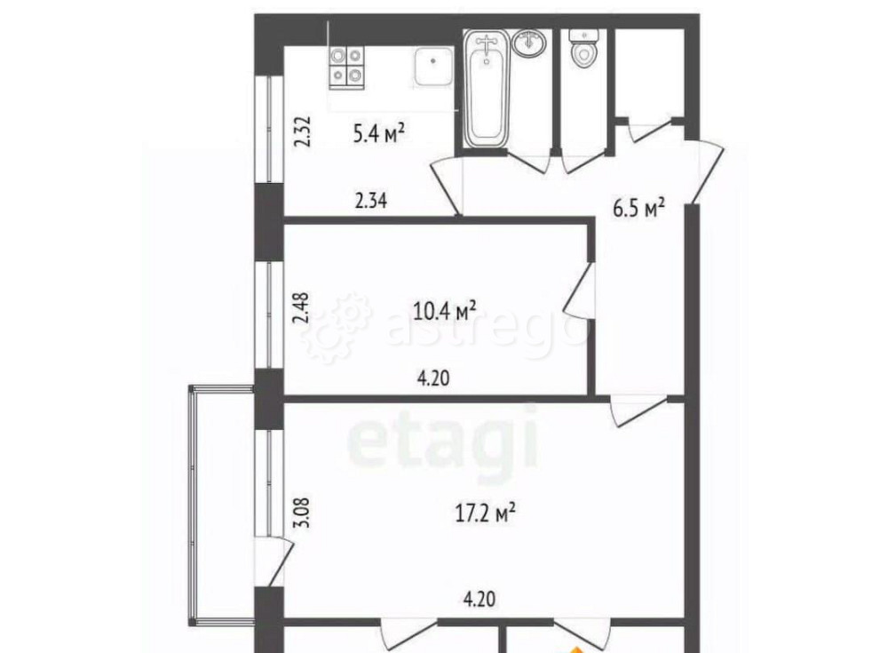 4-комн. квартира, 60.8 м2, 4/5 эт. Архангельск - изображение 2