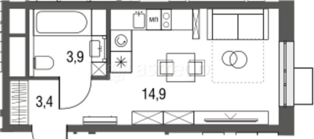 Студия, 22.2 м2, 19/25 эт. Москва - изображение 1