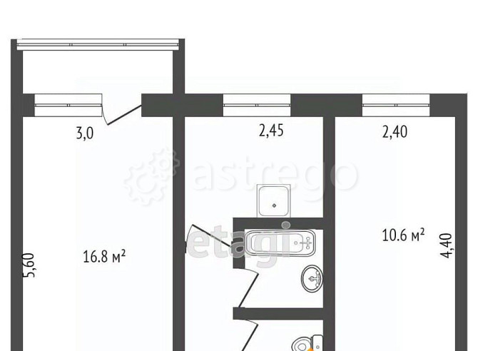 2-комн. квартира, 43.9 м2, 5/5 эт. Бийск - изображение 3