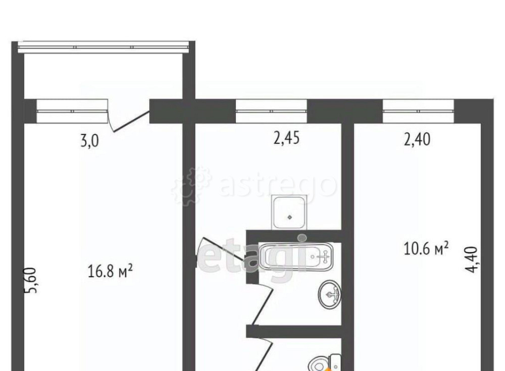 2-комн. квартира, 43.9 м2, 5/5 эт. Бийск - изображение 3
