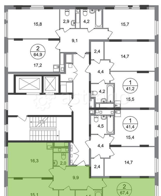 2-комн. квартира, 67 м2, 13/17 эт. Москва - изображение 4
