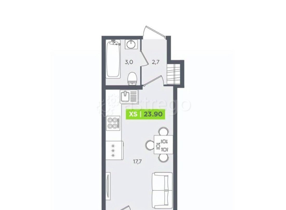 Студия, 23.9 м2, 1/13 эт. Санкт-Петербург - изображение 1