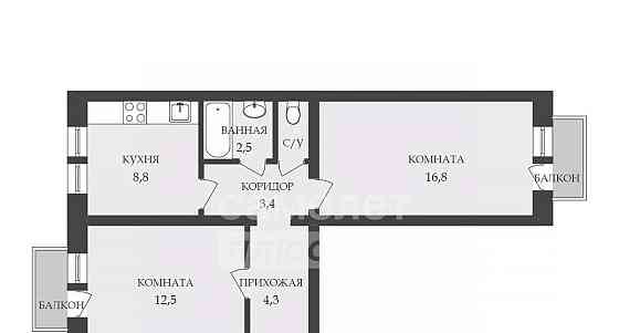 2-комн. квартира, 49.5 м2, 5/5 эт. Королев