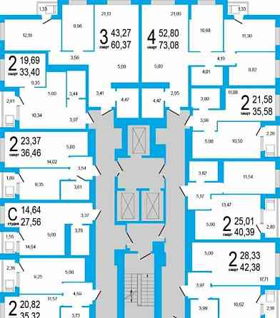 2-комн. квартира, 40.07 м2, 15/25 эт. Уфа